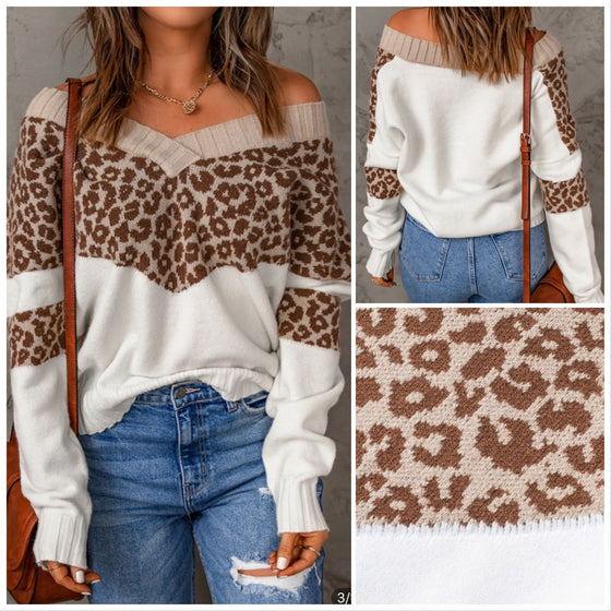 ETA 11/14 Leopard Off Shoulder Sweater