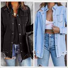  Distressed Blue or  Black Wash Denim Jacket