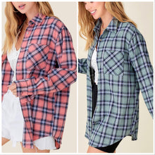  M Fits M-XL Pink - CUSTOMER FAV! La Miel Marie Plaid Shirt