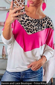  Sz S Available Casual Leopard Pink Batwing