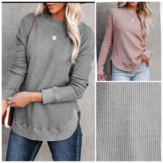 TOP Seller! RESTOCK! Pink, Sand or Gray Waffle Crew