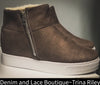 Sz 9 Black & Taupe- Sherpa Lined Wedge Black or Dark Taupe