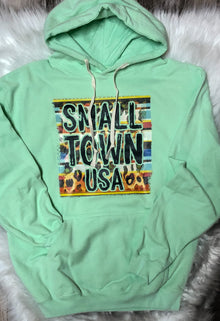  Small Town USA Serape Sunflower Neon Mint Tultex Hoodie