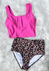 Leopard High Waist Tankini Swimsuit