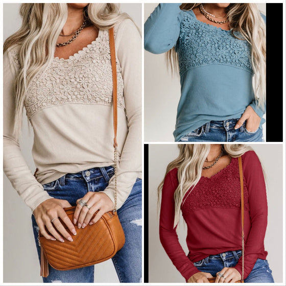 Buttery Soft Crochet V-Neck Long Sleeve