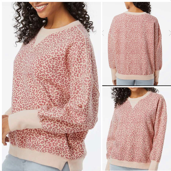 MV Sport Pink Leopard Crewneck Sweatshirt